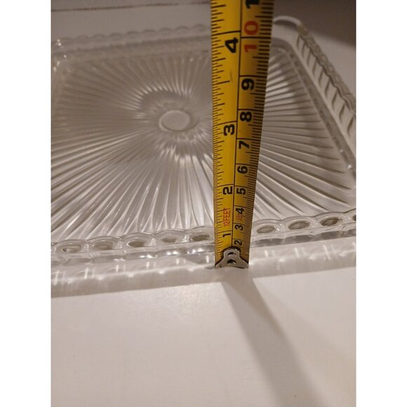 VINTAGE STARBURST GLASS 8" SQUARE DISH WITH SCALLOPED EDGE - Picture 7 of 8